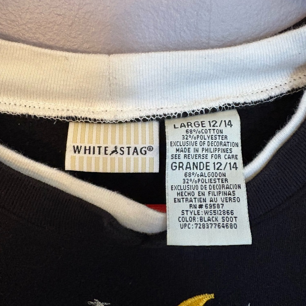 White Stag black Halloween sweatshirt Large witch hats pumpkins embroidery EUC - Picture 3 of 4